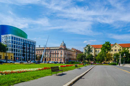ZAGREB, CROATIA, JULY 28, 2015: New building of Croatian Music Academy in Zagreb, Croatia.のeditorial素材