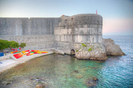 Sunrise view of fortification of Croatian town Dubrovnikのeditorial素材