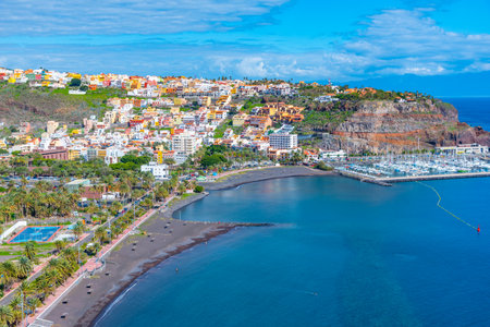 Panoramic view of San Sebastian de la Gomera, Canary Islands, Spain.のeditorial素材
