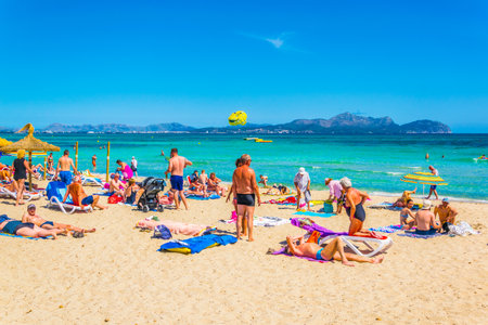 CAN PICAFORT, SPAIN, MAY 23, 2017: Playa de Muro at Can Picafort, Spainのeditorial素材