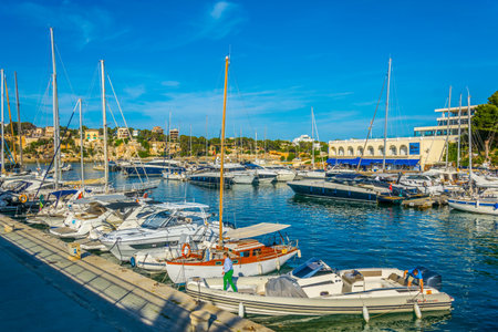PORTO CRISTO, SPAIN, MAY 20, 2017: Marina at Porto Cristo, Mallorca, Spainのeditorial素材