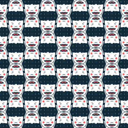 hand drawn background,cartoon face pattern ethnic , vintage, accessories, textiles, covers, wraps,...