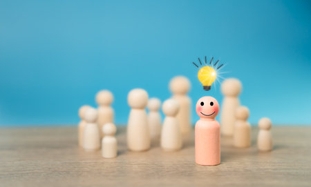 concept of leadership, successful, different thinking, innovative problem solving, people on bright...