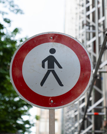 Sign that does forbid to walk on the street