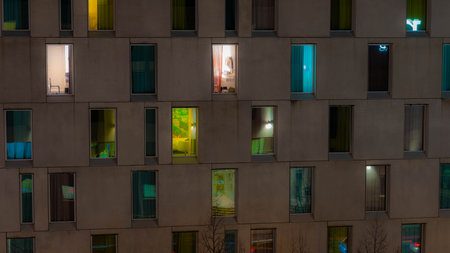 Coloured Windows as an Art Installation of a Facade in Cologne Germany