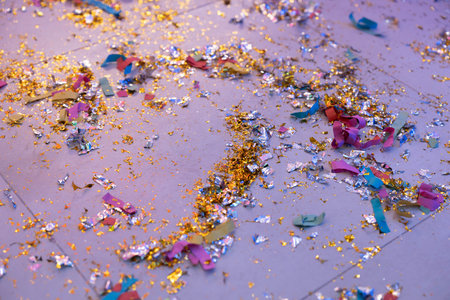 After the Party - Confetti left on the Floor - After-Party and Hangover Picture with many Colours