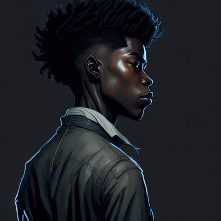 Fashion portrait of a beautiful african american woman with afro hairstyle.の素材