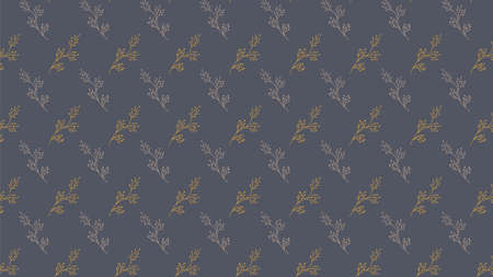 Pattern background with hand-drawn leaves in gray, orange and beige colors