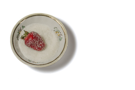 Fresh strawberries in sugarの写真素材