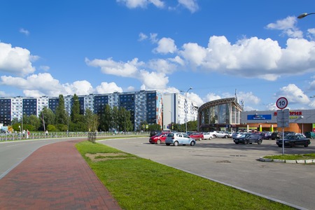 Renovated houses on the Oktyabrskiy island in Kaliningrad for the world Cup 2018. New look of the cityのeditorial素材