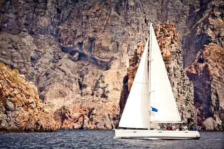 Sailing ship yacht in open sea