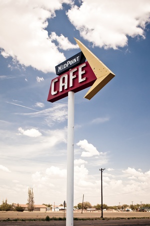 Cafe sign along historic Route 66 in Texas. の写真素材