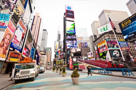 NEW YORK CITY - JAN 6: Empty Times Square in morning, featured with Broadway Theaters is a symbol of New York City and the United States, January 6, 2011 in Manhattan, New York City.のeditorial素材