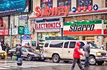 NEW YORK - JAN 7: Streetscene in point of intersection of 7th Av. and 34th st. near Madison Square...