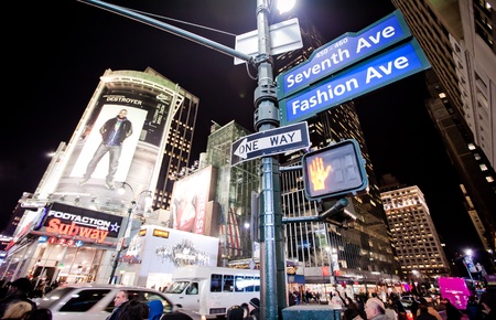 NEW YORK - JAN 7: Night streetscene on 7th Av.on January 7, 2011 in Manhattan, New York City