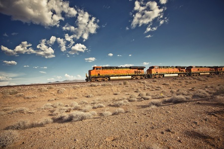 Cargo locomotive railroad in Arizona desertの写真素材