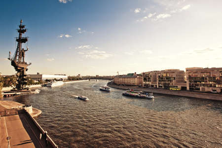 Moscow river cityscapeの写真素材