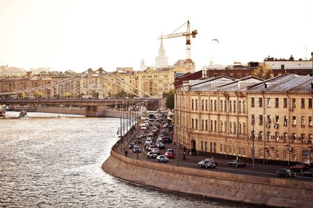 Moscow river cityscapeの写真素材
