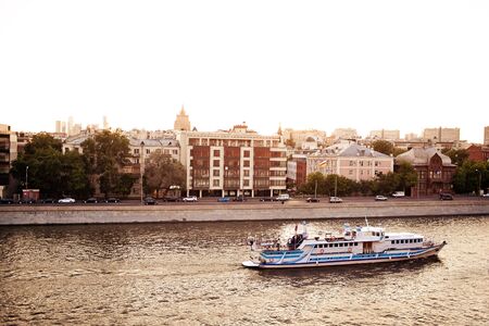 Moscow river cityscapeの写真素材