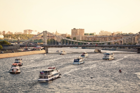 Moscow river cityscapeの写真素材