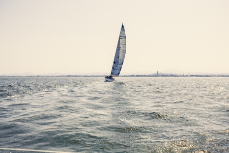 Sailing ship yachts in the seaの写真素材