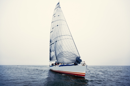 Sailing ship yachts with white sails in a rowのeditorial素材