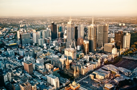 Aerial view of Melbourne city - Victoria - Australiaの写真素材