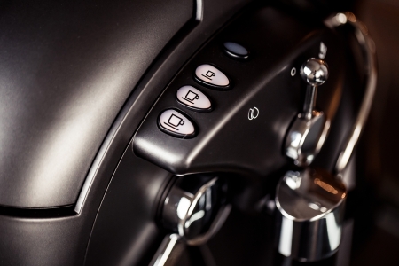 Close-up of coffee machine buttonsの写真素材
