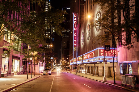NEW YORK CITY - AUGUST 13: Radio City Music Hall at Rockefeller Center on August 13, 2013in New York, NY. Completed in 1932, the famous music hall was declared a city landmark in 1978. のeditorial素材