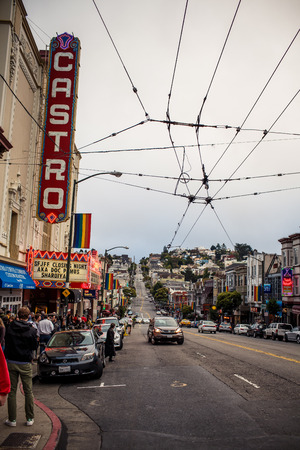 SAN FRANCISCO - JULY 27: Castro Street and its namesake neighborhood, the Castro on July 27, 2012 in San Francisco, USA. Castro is one of the United States' first and best-known gay neighborhoods, and it is currently its largest.のeditorial素材