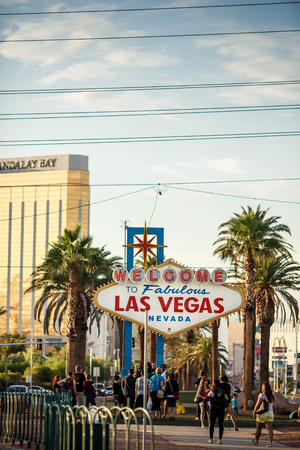 LAS VEGAS - JULY 30: The Welcome to Fabulous Las Vegas sign on Las Vegas Strip on July 30, 2012. Landmark funded in May 1959 and erected soon after by Western Neon.のeditorial素材