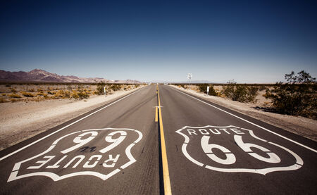 Famous Route 66 landmark on the road in Californian desert