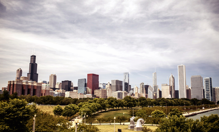 View of Downtown skyline, Chicago, Illinois, USAの写真素材