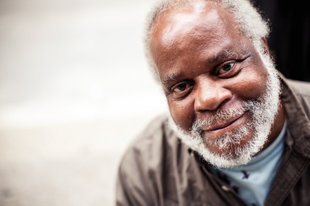 ILLINOIS, USA - AUGUST 9, 2013: Portrait of elderly black man in Chicago on August 9, 2013, Illinois, USAのeditorial素材