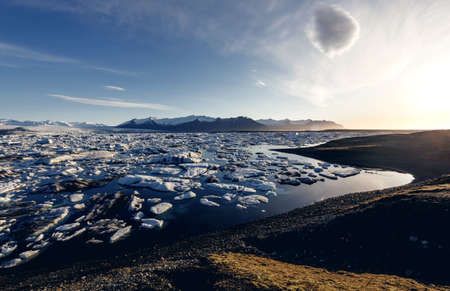 View of the glacier lagoon, Jokulsarlon, Iceland