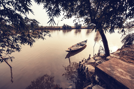 Boat on riverの写真素材