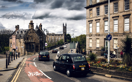 EDINBURGH, SCOTLAND - MAY 06, 2014: City view of Edinburgh. Edinburgh is the capital city and second most populous city in Scotland.のeditorial素材