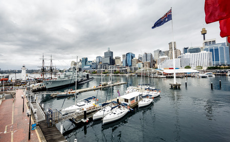Sydney harbor and downtown buildingsのeditorial素材