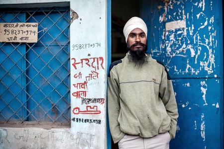 DELHI, INDIA - JANUARY 4, 2015: Bearded Indian man on January 4, 2015 in Delhi, Indiaのeditorial素材