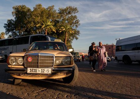 MARRAKECH, MOROCCO - OCTOBER 27, 2015:  Unidentified people at Marrakech medina near the UNESCO...