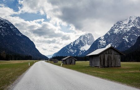 Beautiful landscape with Bavarian Alps during cloudy dayの写真素材