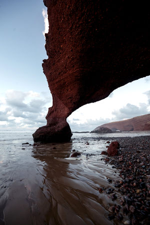 Legzira beach, Atlantic ocean coast in Marocco.の写真素材