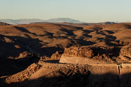 Beautiful Desert landscape in Morocco at sunsetの写真素材