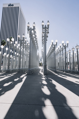 Los Angeles, CA - January 17, 2017: Urban Light is a large-scale assemblage sculpture by Chris...