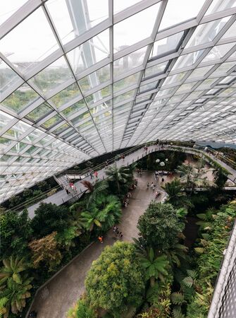 SINGAPORE - JANUARY 28, 2019: Panorama of Conservatory Cloud Forest Dome in Singaporeのeditorial素材