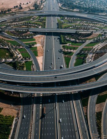 View of wide highway in Dubai, UAE