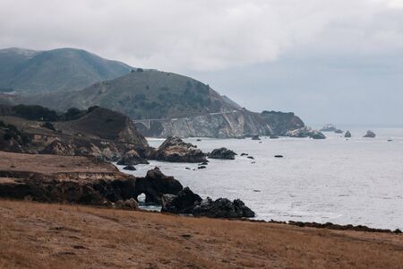Bixby Creek Bridge, Big Sur, Californiaの写真素材