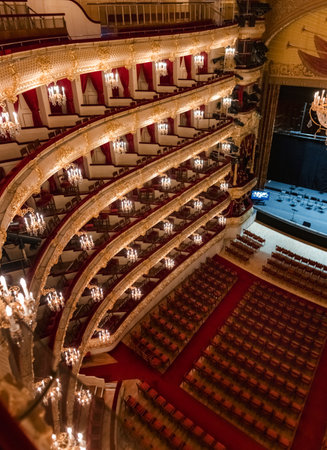Interior of the Bolshoi Theatre in Moscow.のeditorial素材