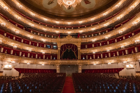 Interior of the Bolshoi Theatre in Moscow.のeditorial素材