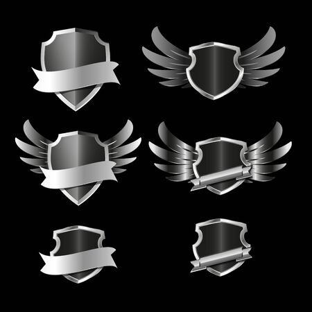 set of shield, vector illustrationのイラスト素材